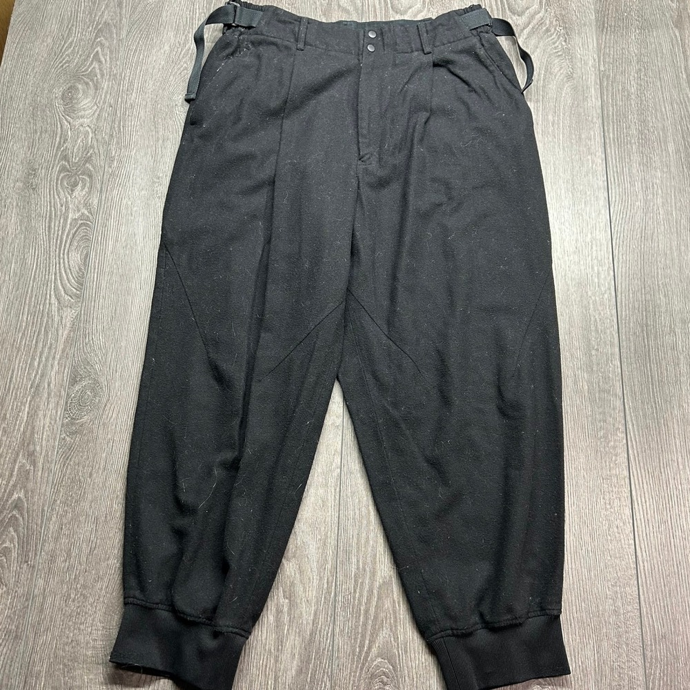 Y-3 Yohji Yamamoto Mens Medium Black Wool Blend Cropped Tapered Cuffed Pants